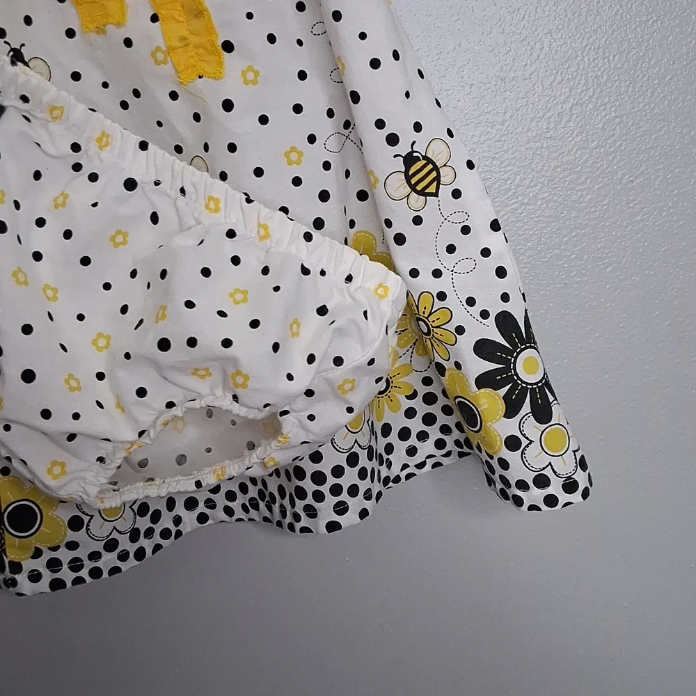 Vintage Baby Daisy Tunic Ruffle Capri Outfit Set Polka Dots Bees 3/6 Months